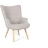 HERDASA Fauteuil En Tissu Beige Avec Les Pieds En Bois Naturel, Modèle Sérénité