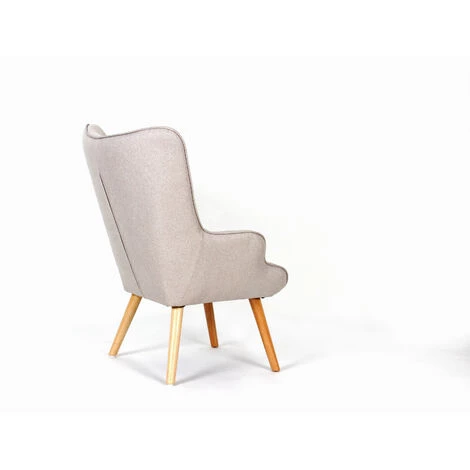 HERDASA Fauteuil En Tissu Beige Avec Les Pieds En Bois Naturel, Modèle Sérénité 5 HERDASA Fauteuil En Tissu Beige Avec Les Pieds En Bois Naturel, Modèle Sérénité – Image 3