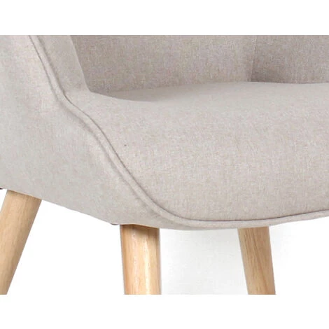 HERDASA Fauteuil En Tissu Beige Avec Les Pieds En Bois Naturel, Modèle Sérénité 7 HERDASA Fauteuil En Tissu Beige Avec Les Pieds En Bois Naturel, Modèle Sérénité – Image 5