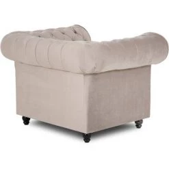 DECO IN PARIS Fauteuil Chesterfield En Velours Beige - WILSTON - Beige -Pas Cher Fauteuil Magasin 52586047 3