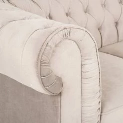 DECO IN PARIS Fauteuil Chesterfield En Velours Beige - WILSTON - Beige -Pas Cher Fauteuil Magasin 52586047 4