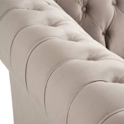 DECO IN PARIS Fauteuil Chesterfield En Velours Beige - WILSTON - Beige -Pas Cher Fauteuil Magasin 52586047 5