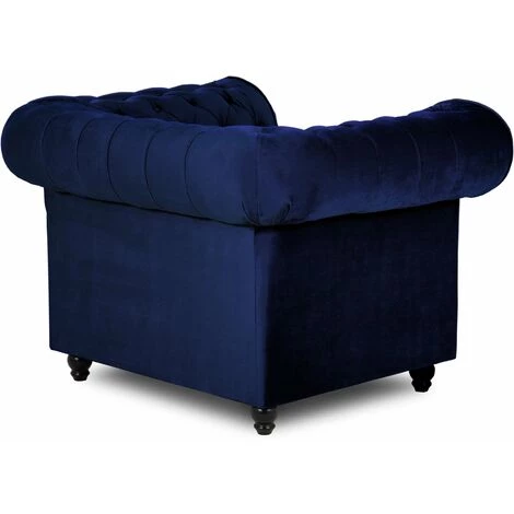 DECO IN PARIS Fauteuil Chesterfield En Velours Bleu - WILSTON - Bleu 5 DECO IN PARIS Fauteuil Chesterfield En Velours Bleu - WILSTON - Bleu – Image 3