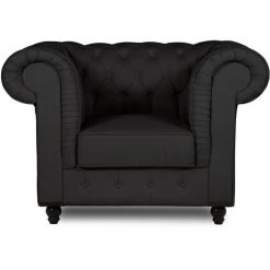 DECO IN PARIS Fauteuil Chesterfield En Simili Cuir Noir- WILSTON - Noir -Pas Cher Fauteuil Magasin 52694535 2