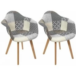 ALTOBUY GIADA - Lot De 2 Fauteuils Patchwork Motifs Grisés - Gris