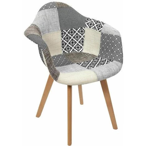 ALTOBUY GIADA - Lot De 2 Fauteuils Patchwork Motifs Grisés - Gris 4 ALTOBUY GIADA - Lot De 2 Fauteuils Patchwork Motifs Grisés - Gris – Image 2