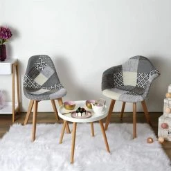 ALTOBUY GIADA - Lot De 2 Fauteuils Patchwork Motifs Grisés - Gris 10 ALTOBUY GIADA - Lot De 2 Fauteuils Patchwork Motifs Grisés - Gris -Pas Cher Fauteuil Magasin 52723056 4