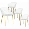 ALTOBUY TRESSIE - Lot De 4 Fauteuils Blancs Pieds Effet Bois Verni - Blanc -Pas Cher Fauteuil Magasin 52723145 1