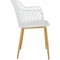 ALTOBUY TRESSIE - Lot De 4 Fauteuils Blancs Pieds Effet Bois Verni - Blanc -Pas Cher Fauteuil Magasin 52723145 5