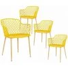 ALTOBUY TRESSIE - Lot De 4 Fauteuils Jaunes Pieds Effet Bois Verni - Jaune -Pas Cher Fauteuil Magasin 52723165 1