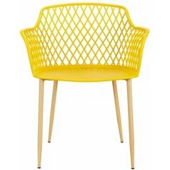 ALTOBUY TRESSIE - Lot De 4 Fauteuils Jaunes Pieds Effet Bois Verni - Jaune -Pas Cher Fauteuil Magasin 52723165 4