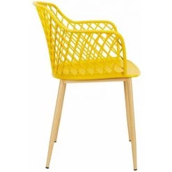 ALTOBUY TRESSIE - Lot De 4 Fauteuils Jaunes Pieds Effet Bois Verni - Jaune -Pas Cher Fauteuil Magasin 52723165 5