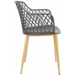 ALTOBUY TRESSIE - Lot De 4 Fauteuils Gris Pieds Effet Bois Verni - Gris -Pas Cher Fauteuil Magasin 52723168 5