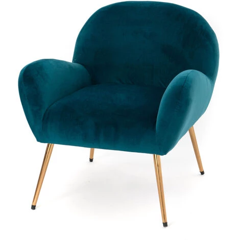 Amadeus - Fauteuil Lise Bleu En Velours - Bleu 3 Amadeus - Fauteuil Lise Bleu En Velours - Bleu