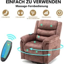 MERAX Fauteuil De Relaxation électrique Fauteuil Releveur Inclinable 160o Avec Repose-pied Ajustable, Fonction De Chauffage,Massage,Orange -Pas Cher Fauteuil Magasin 52968160 4