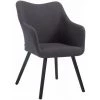 DéCOSHOP26 Chaise Fauteuil De Salle à Manger En Tissu Couleur Gris Foncé Design Scandinave Moderne Pieds Noir - Noir