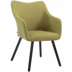 DéCOSHOP26 Chaise Fauteuil De Salle à Manger En Tissu Couleur Vert Design Scandinave Moderne Pieds Noir - Noir