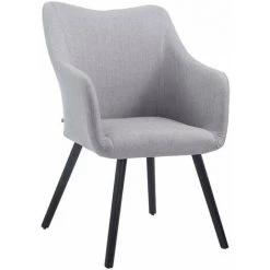 DéCOSHOP26 Chaise Fauteuil De Salle à Manger En Tissu Couleur Gris Design Scandinave Moderne Pieds Noir - Noir