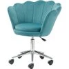 Baroni Home Fauteuil Rembourré Avec Dossier Coquillage En Velours Tiffany Avec Roues Argent, Chaise Avec Roues De Bureau, Hauteur Réglable, Super Confortable 69x71x84 Cm