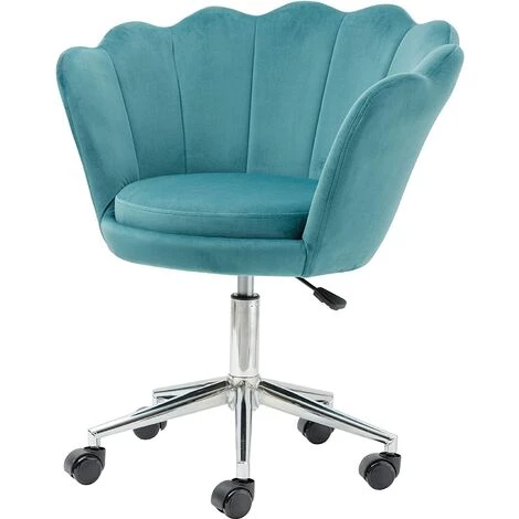 Baroni Home Fauteuil Rembourré Avec Dossier Coquillage En Velours Tiffany Avec Roues Argent, Chaise Avec Roues De Bureau, Hauteur Réglable, Super Confortable 69x71x84 Cm 3 Baroni Home Fauteuil Rembourré Avec Dossier Coquillage En Velours Tiffany Avec Roues Argent, Chaise Avec Roues De Bureau, Hauteur Réglable, Super Confortable 69x71x84 Cm