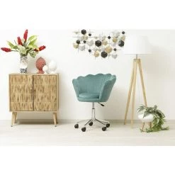 Baroni Home Fauteuil Rembourré Avec Dossier Coquillage En Velours Tiffany Avec Roues Argent, Chaise Avec Roues De Bureau, Hauteur Réglable, Super Confortable 69x71x84 Cm 8 Baroni Home Fauteuil Rembourré Avec Dossier Coquillage En Velours Tiffany Avec Roues Argent, Chaise Avec Roues De Bureau, Hauteur Réglable, Super Confortable 69x71x84 Cm -Pas Cher Fauteuil Magasin 53299726 2
