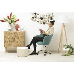 Baroni Home Fauteuil Rembourré Avec Dossier Coquillage En Velours Tiffany Avec Roues Argent, Chaise Avec Roues De Bureau, Hauteur Réglable, Super Confortable 69x71x84 Cm 9 Baroni Home Fauteuil Rembourré Avec Dossier Coquillage En Velours Tiffany Avec Roues Argent, Chaise Avec Roues De Bureau, Hauteur Réglable, Super Confortable 69x71x84 Cm -Pas Cher Fauteuil Magasin 53299726 3