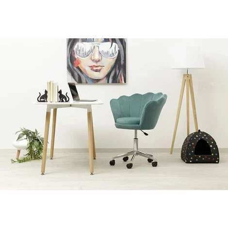 Baroni Home Fauteuil Rembourré Avec Dossier Coquillage En Velours Tiffany Avec Roues Argent, Chaise Avec Roues De Bureau, Hauteur Réglable, Super Confortable 69x71x84 Cm 6 Baroni Home Fauteuil Rembourré Avec Dossier Coquillage En Velours Tiffany Avec Roues Argent, Chaise Avec Roues De Bureau, Hauteur Réglable, Super Confortable 69x71x84 Cm – Image 4
