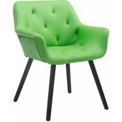 DéCOSHOP26 Chaise Fauteuil De Salon Salle à Manger Ou Bureau Chaise Visiteur Capitonné Style Scandinave En Similicuir Vert Et Pieds En Bois Noir - Noir