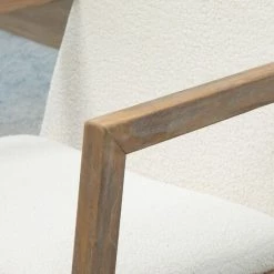 HOMCOM Fauteuil Lounge à Bascule - Assise Profonde, Dossier Incliné - Revêtement Effet Peau De Mouton Polyester Crème - Accoudoirs, Structure Bois Hévéa - Crème -Pas Cher Fauteuil Magasin 53451072 4