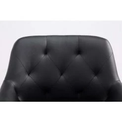 DéCOSHOP26 Chaise Fauteuil De Salon Salle à Manger Ou Bureau Chaise Visiteur Capitonné Style Scandinave En Similicuir Noir Et Pieds En Bois Blanc - Noir -Pas Cher Fauteuil Magasin 53471056 3
