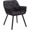 DéCOSHOP26 Chaise Fauteuil De Salon Salle à Manger Ou Bureau Chaise Visiteur Capitonné Style Scandinave En Tissu Noir Et Pieds En Bois Noir - Noir -Pas Cher Fauteuil Magasin 53471071 1
