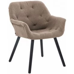 DéCOSHOP26 Chaise Fauteuil De Salon Salle à Manger Ou Bureau Chaise Visiteur Capitonné Style Scandinave En Tissu Taupe Et Pieds En Bois Noir - Taupe