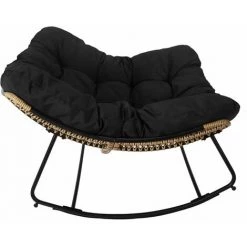 ALTOBUY MERIDA - Fauteuil à Bascule Noir Avec Assise Capitonnée - Noir -Pas Cher Fauteuil Magasin 53510554 4