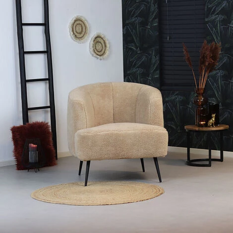 DIMEHOUSE Billy Fauteuil Industriel Teddy Beige Extra Confort - Beige 6 DIMEHOUSE Billy Fauteuil Industriel Teddy Beige Extra Confort - Beige – Image 4