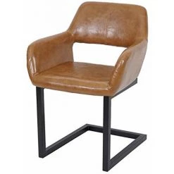 NOVA Chaise En Traîneau En Bois Est En Forme De Faux Cuir Rétro Avec Pieds Métalliques -Pas Cher Fauteuil Magasin 53576746 2