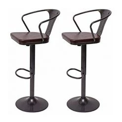 NOVA Tabourets à Barres Réglables En Hauteur Avec Accoudoirs Pivotants De Style Industriel Couleur : Marron