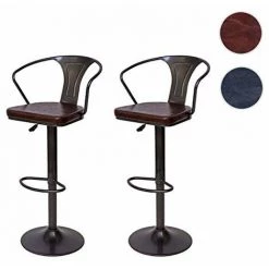 NOVA Tabourets à Barres Réglables En Hauteur Avec Accoudoirs Pivotants De Style Industriel Couleur : Marron -Pas Cher Fauteuil Magasin 53576825 3