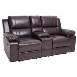 NOVA Fauteuil De Canapé à 2 Places Réglable En Cuir Eco-Cuir Avec Compartiment De Rangement Central Couleur : Marron -Pas Cher Fauteuil Magasin 53576837 5