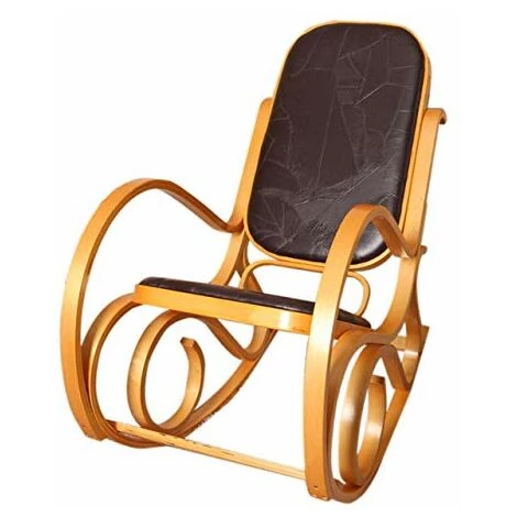 NOVA Structure De Chaise à Bascule En Bois Clair Assis Dans La Conception Classique De L'éco-cuir Couleur : MARRON 3 NOVA Structure De Chaise à Bascule En Bois Clair Assis Dans La Conception Classique De L'éco-cuir Couleur : MARRON