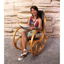 NOVA Structure De Chaise à Bascule En Bois Clair Assis Dans La Conception Classique De L'éco-cuir Couleur : MARRON 8 NOVA Structure De Chaise à Bascule En Bois Clair Assis Dans La Conception Classique De L'éco-cuir Couleur : MARRON -Pas Cher Fauteuil Magasin 53576895 2