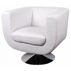 NOVA Fauteuil Et Clubs De Salon Pivotant à 360 ° Avec Revêtement En Cuir écologique Couleur : BLANCHE