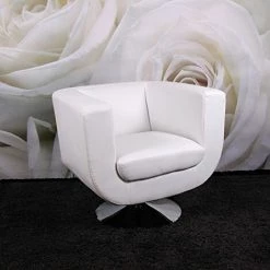 NOVA Fauteuil Et Clubs De Salon Pivotant à 360 ° Avec Revêtement En Cuir écologique Couleur : BLANCHE -Pas Cher Fauteuil Magasin 53577469 4