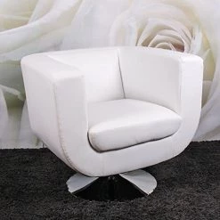 NOVA Fauteuil Et Clubs De Salon Pivotant à 360 ° Avec Revêtement En Cuir écologique Couleur : BLANCHE -Pas Cher Fauteuil Magasin 53577469 5