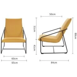 AUTRES LOGAN Fauteuil - Pied En Métal - Tissu Jaune - L 65 X P 84 X H 88 Cm -Pas Cher Fauteuil Magasin 53581178 4