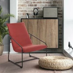 AUTRES LOGAN Fauteuil - Pieds En Métal - Tissu Orange Foncé - L 65 X P 84 X H 88 Cm -Pas Cher Fauteuil Magasin 53582789 2