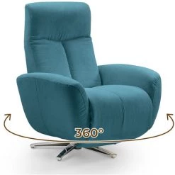 LE ROI DU RELAX Fauteuil Relax Au Design Moderne Inclinable Avec Repose-pieds Pivotant Marianna | Couleur: Bleu -Pas Cher Fauteuil Magasin 53585709 5