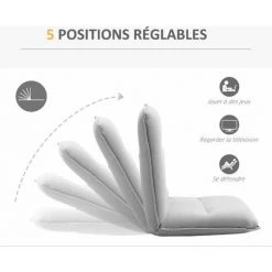 HOMCOM Fauteuil Convertible Fauteuil Paresseux Grand Confort Inclinaison Dossier Multipositions 90°-180° Métal Lin Gris Clair 11 HOMCOM Fauteuil Convertible Fauteuil Paresseux Grand Confort Inclinaison Dossier Multipositions 90°-180° Métal Lin Gris Clair -Pas Cher Fauteuil Magasin 53591947 5