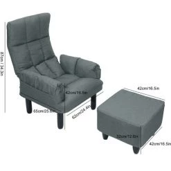 SZYB Fauteuil Inclinable Réglable De Chaise De Sofa De Chaise Longue Avec Des Meubles De Bureau à La Maison De Repose-pieds (gris) -Pas Cher Fauteuil Magasin 53612736 2