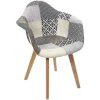 THE HOME DECO FACTORY Fauteuil Salon Patchwork Gris Home Deco Factory -Pas Cher Fauteuil Magasin 53630241 1
