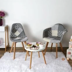 THE HOME DECO FACTORY Fauteuil Salon Patchwork Gris Home Deco Factory -Pas Cher Fauteuil Magasin 53630241 3